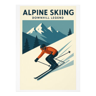 Impression Photo Retro Alpine Skiing Wall Art – Downhill Ski Legend
