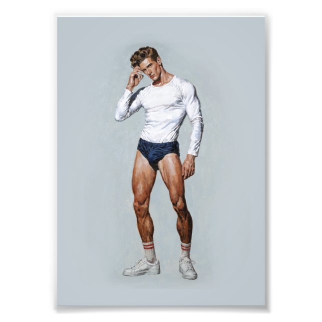 Impression Photo Retro Athletic Male Illustration – Vintage Fitness (Devant)