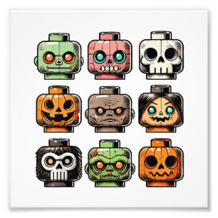 Impression Photo Retro Horror Bricks Head Horreur Halloween Masque