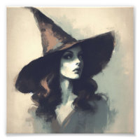 Retro Jolie Sorcière dans Peinture Casquette Sorci