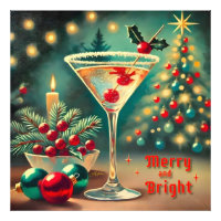 Retro les années 50 Merry Bright Christmas Cocktai