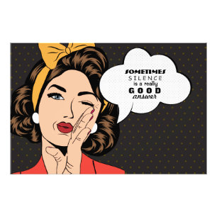 Impression Photo Retro Pop Art Femme Motivation Discours Buble