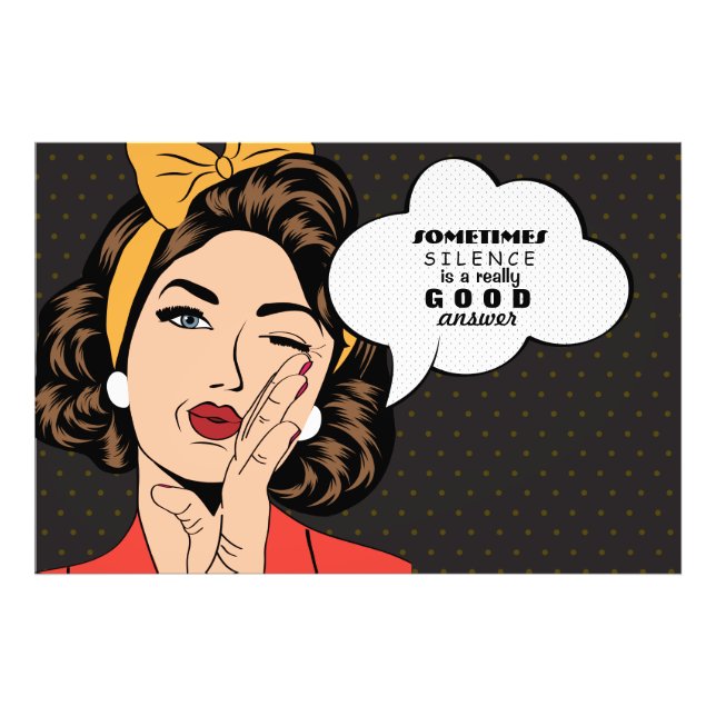 Impression Photo Retro Pop Art Femme Motivation Discours Buble (Devant)