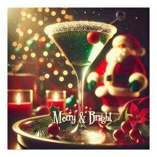 Impression Photo Retro Santa Noël Martini verte des années 50