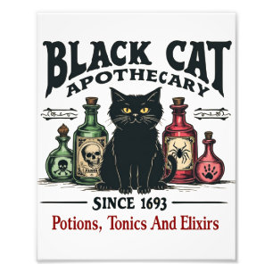 Impression Photo Rétro Scary Chat noir Apothecary Wicca