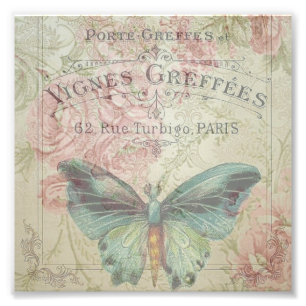 Impression Photo rétro, shabby chic, vintage, rustique du pays, flo