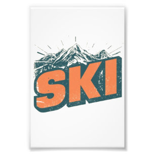Impression Photo Retro Ski Club Illustration vintage de télésiège