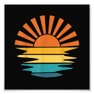 Impression Photo Retro Sunset Rays Wavy Vintage Retro Sunshine Sun