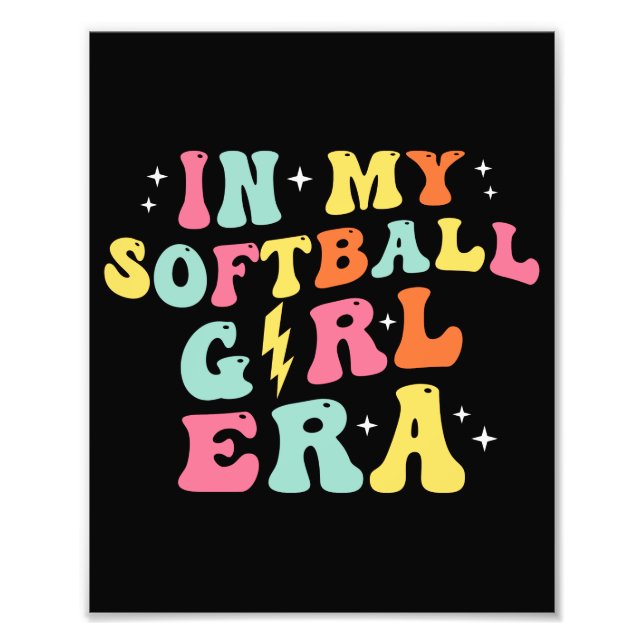 Impression Photo Retro Super Dans Mon Époque De Fille De Softball (Devant)