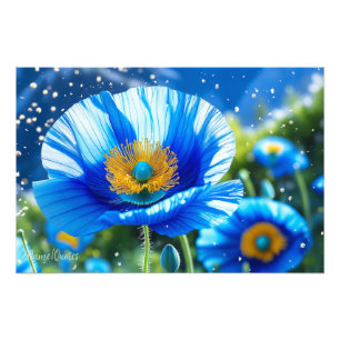 Impression Photo Rêve de Pavot Bleu – Art floral macro éthéré