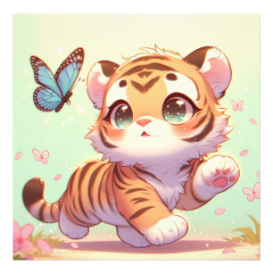 Impression Photo Rêves de chat avec des ailes de papillon