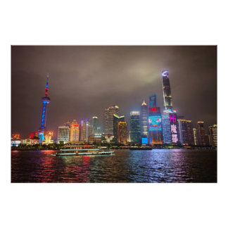 Impression Photo Rêves électriques - Futuriste Shanghai Skyline, A 
