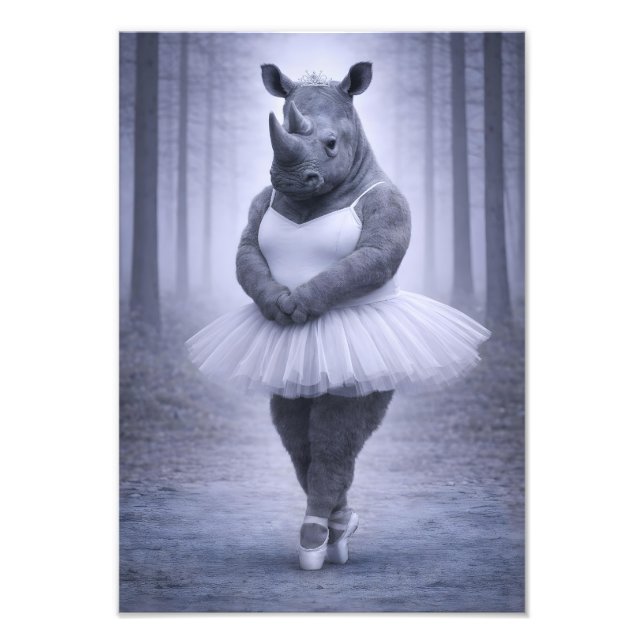 Impression Photo Rhino Ballerina in Misty Forest (Devant)