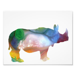 Impression Photo Rhinoceros abstrait coloré silhouette