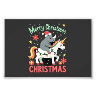 Impression Photo Rhinocéros de Noël Joyeux Noël Licorne Rhinocéros 