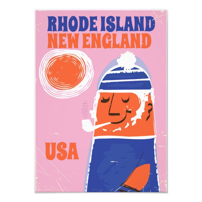 Impression Photo Rhode Island, pêcheur de Nouvelle-Angleterre affic (Devant)