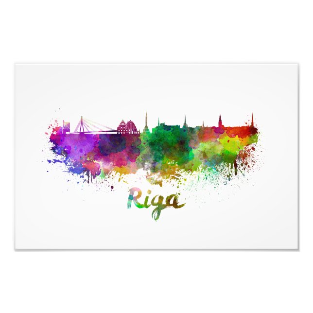 Impression Photo Riga skyline in watercolor (Devant)