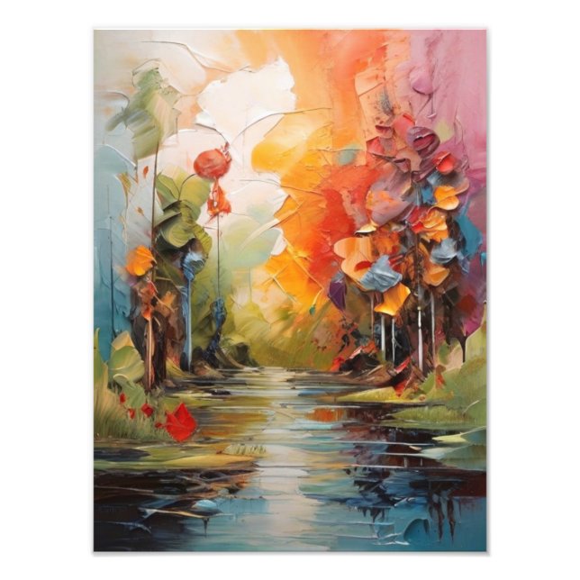 Impression Photo Riverbank tranquille - Peinture paysagère dynamiqu (Devant)