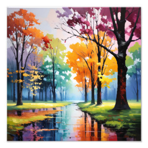 Impression Photo Rivière à travers des arbres colorés