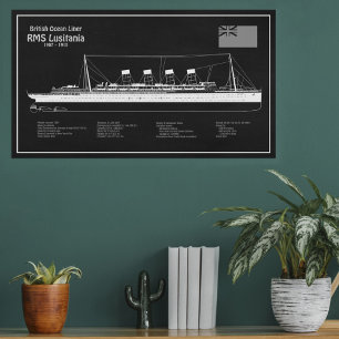 Impression Photo RMS Lusitania - Plan directeur des navires PBD