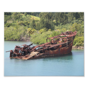 Impression Photo Roatan Honduras, Épave Le Long De La Côte