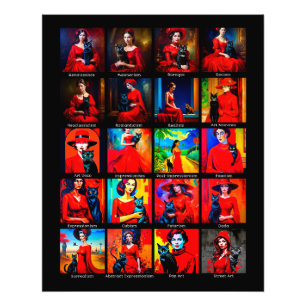 Impression Photo Robe Rouge Modes d'Art Chat Noir