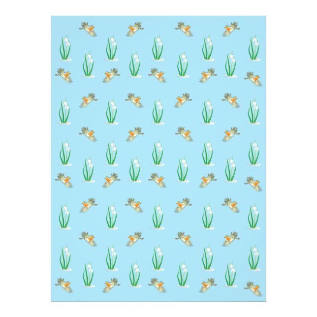 Impression Photo Robins rouges et snowdrops (Devant)