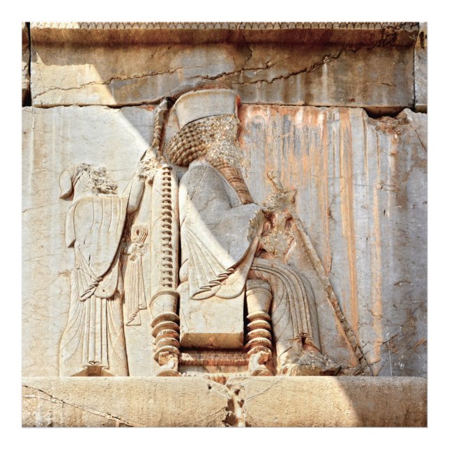 Impression Photo Roi Darius I. Bas-relief, Persépolis, Iran (Devant)