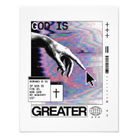 Romans 8:31 Cyberpunk Main de Dieu Glitch Art