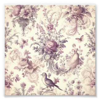 Impression Photo Romantic French Roses Birds Decoupage