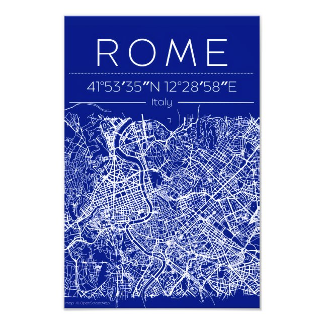 Impression Photo Rome Plan de ville affiche Blueprint (Devant)