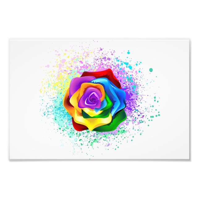 Impression Photo Rose arc-en-ciel coloré (Devant)