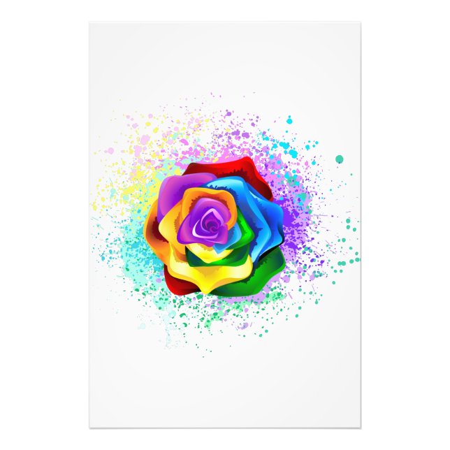 Impression Photo Rose arc-en-ciel coloré (Devant)