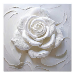 Impression Photo Rose Sculptée - Blanc sur Blanc