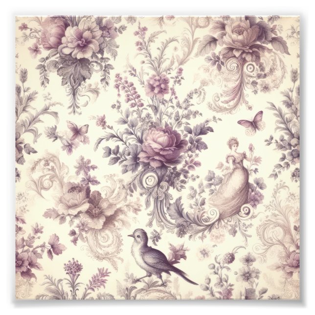 Impression Photo Roses Français Romantiques Oiseaux Découpage (Devant)