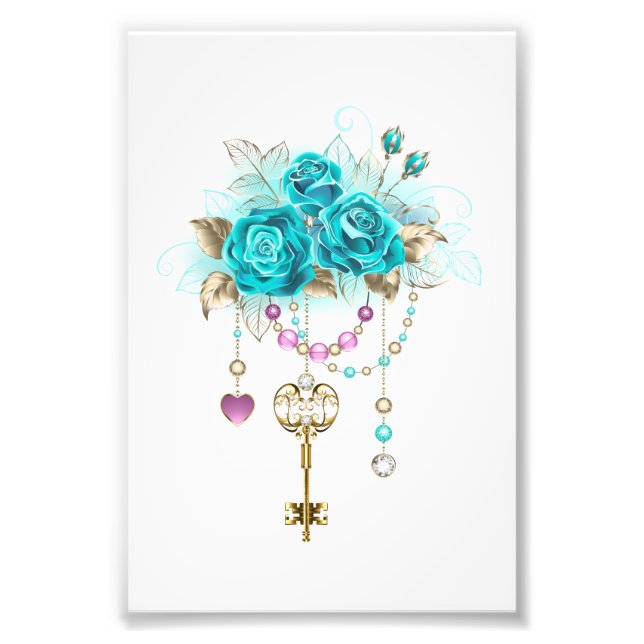 Impression Photo Roses turquoise avec touches (Devant)