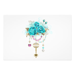 Impression Photo Roses turquoise avec touches
