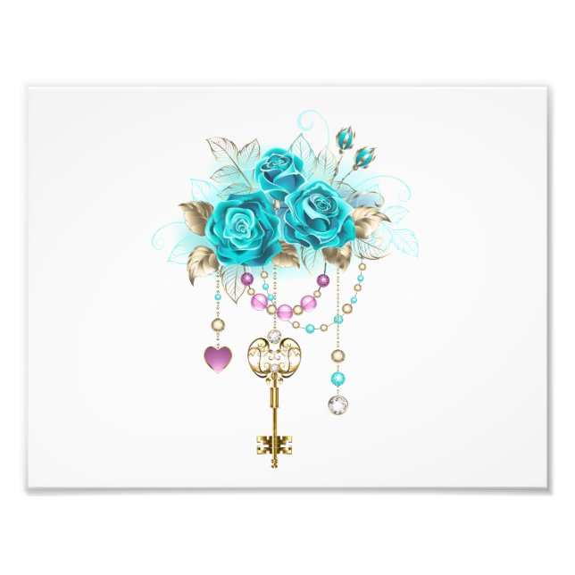 Impression Photo Roses turquoise avec touches (Devant)