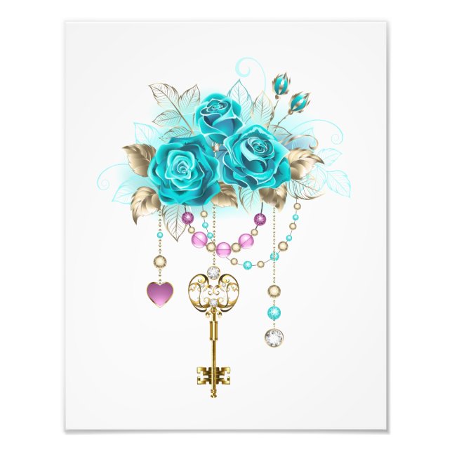 Impression Photo Roses turquoise avec touches (Devant)