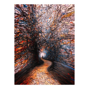 Impression Photo Route de solitude abstraite – Allée d'arbres color