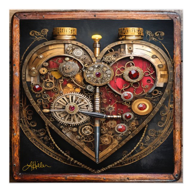 Impression Photo Rubies Et Engrenages Coeur Steampunk Series (Devant)