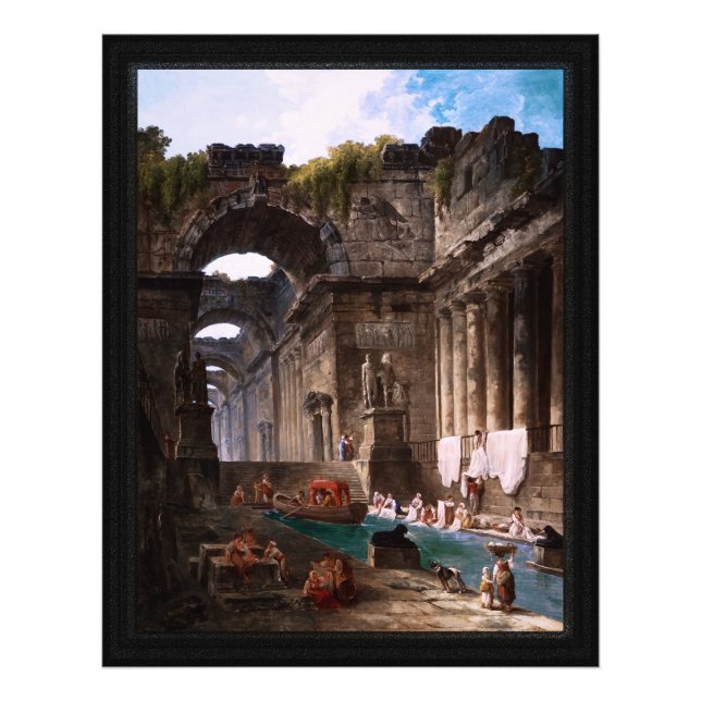 Impression Photo Ruines D'Une Baignoire Romaine Avec Filles (Devant)