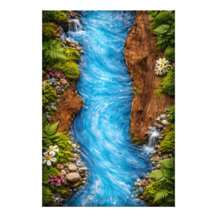 Impression Photo Ruisseau serein de la forêt, art de l'eau de la na