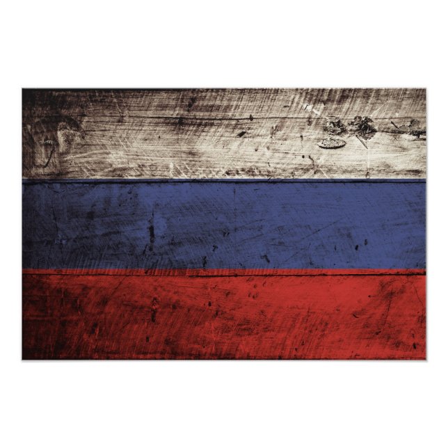 Impression Photo Russia Flag on Old Wood (Devant)