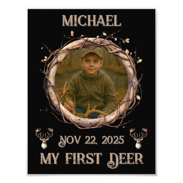 Impression Photo Rustic Woodland Whitetail Deer First Hunt (Devant)