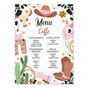 Impression Photo Rustique rose Premier Rodéo 1er Anniversaire Menu