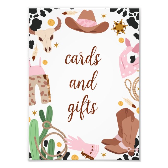 Impression Photo Rustique rose Premier Rodéo Anniversaire Menu Sign (Devant)