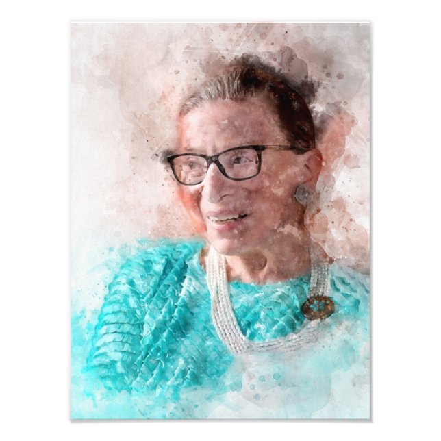 Impression Photo Ruth Bader Ginsburg Aquarelle souriante Portrait T (Devant)