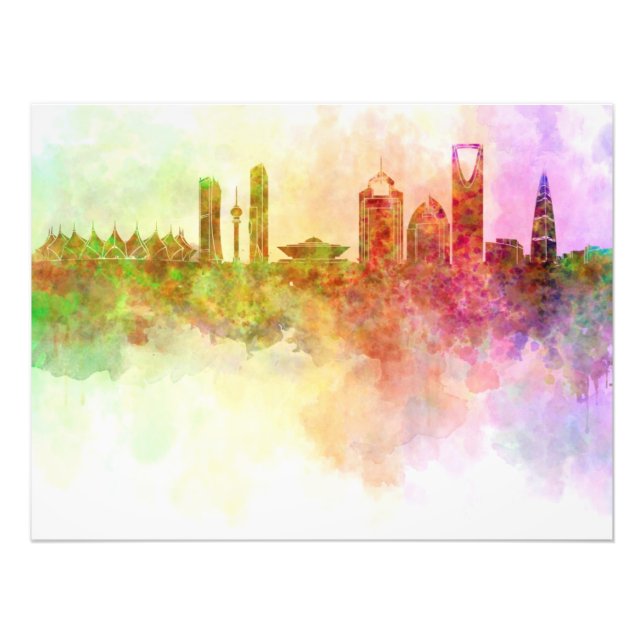 Impression Photo Ryad skyline in watercolour background (Devant)
