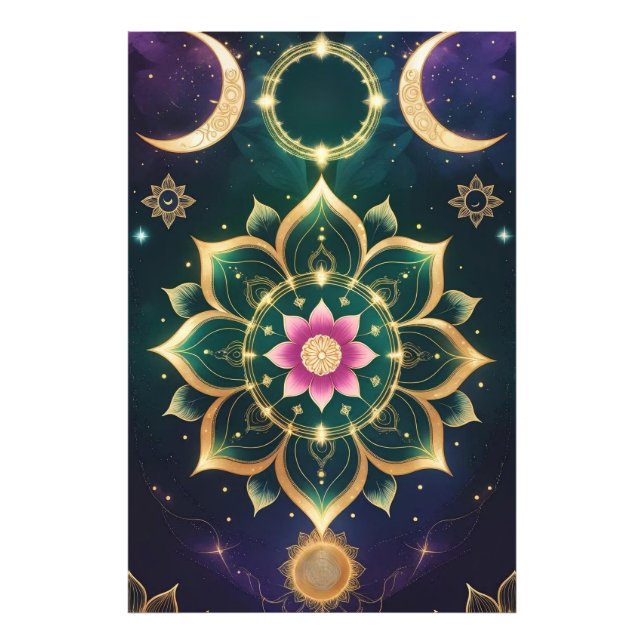 Impression Photo Sacré Lotus Moon Mandala - Aura céleste (Devant)